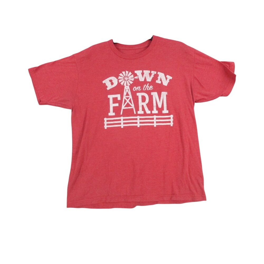 Down On The Farm Graphic Red Short-Sleeve T-Shirt - Comfortable Cotton‎ Blend  L